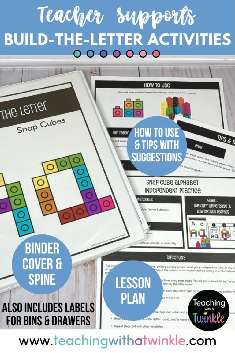 Snap Cube resource with binder, how to use page, tips and suggestions page, and lesson plan.